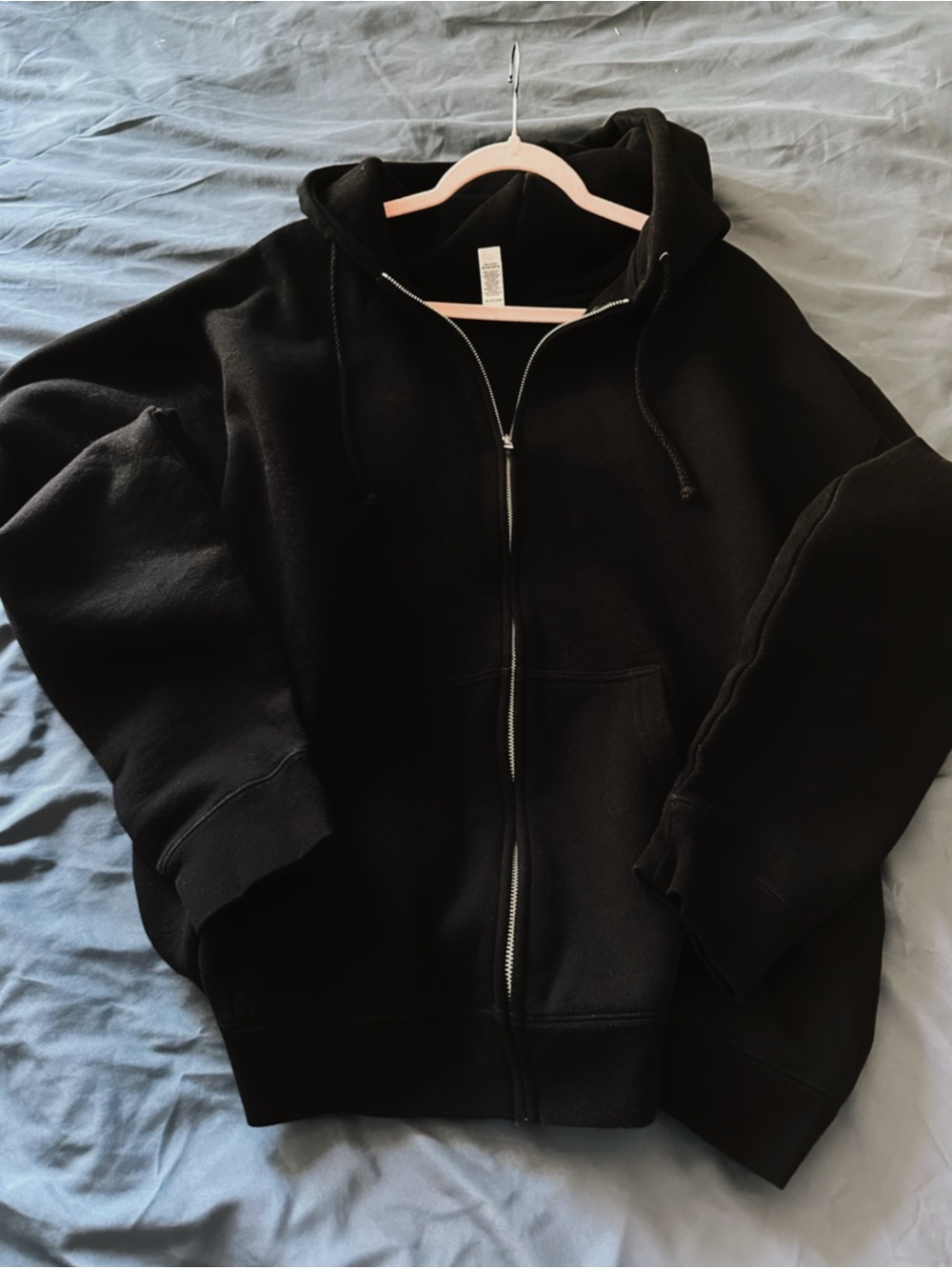 Classic Black Full-Zip Hooded Jacket